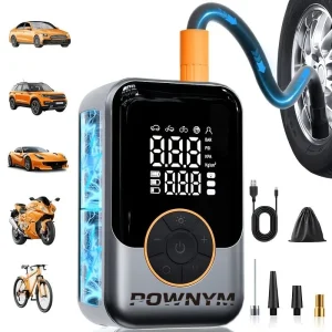 Wireless Tire Inflator Jump Starter, Digital Gauge & LED Light