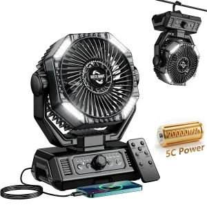20000mAh Battery Portable Outdoor Fan with LED Lantern